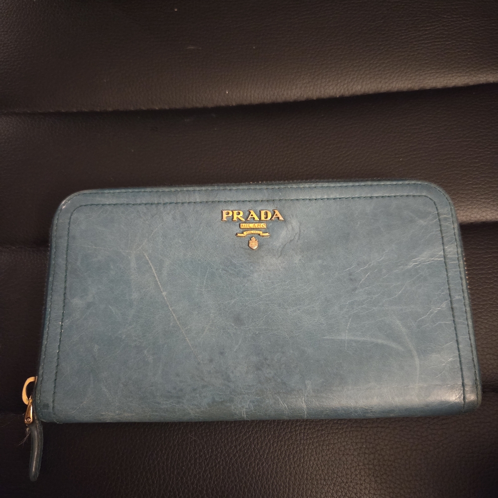 Authentic Prada Saffiano Leather Long Zip-Around Wallet